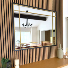 Aimi - Black & Gold Metal Rectangle Window Mirror - 95cm x 120cm