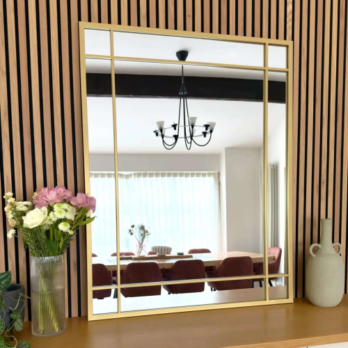 Aimi - Full Length Gold Metal Rectangle Window Mirror - 180cm x 105cm
