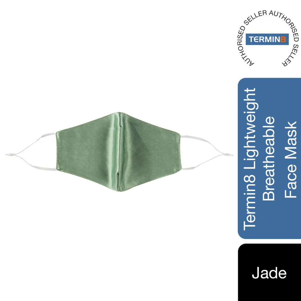 Termin8 Satin Silk, Lightweight Breathable, Washable & Festival Face Mask, Jade 5056184031755