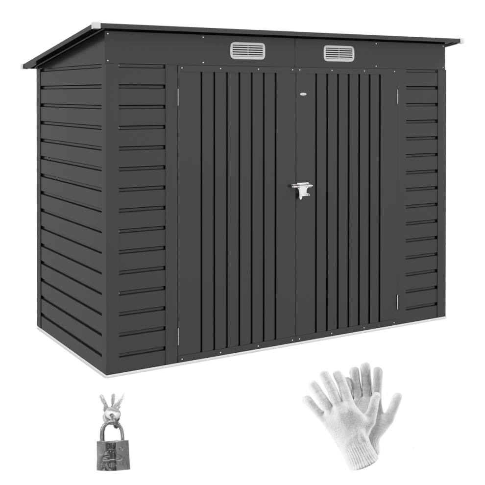 Outsunny Unisex Grey X 4Ft Metal Garden Storage Shed With Double Doors & 2 Vents In Size 8 - Image 3
