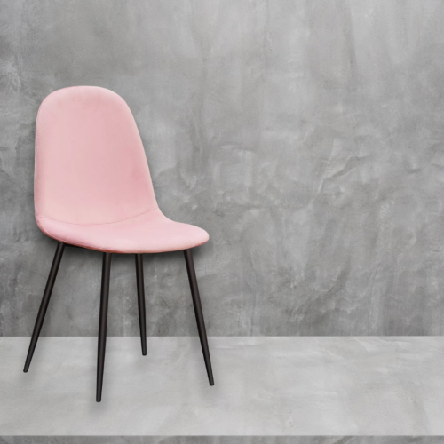 PINK FABRIC CHAIR BLACK METAL LEGS 2