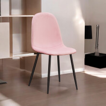 PINK FABRIC CHAIR BLACK METAL LEGS