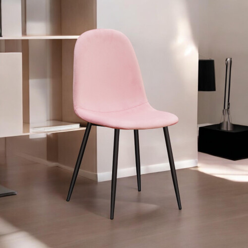 PINK FABRIC CHAIR BLACK METAL LEGS