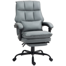HOMCOM Executive Office Chair, PU Leather Desk Chair with Armrests Grey
