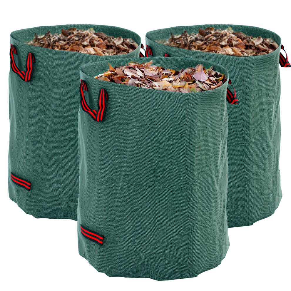 Outsunny Garden Waste Bags, 300L X 3 Heavy Duty Garden Sacks, Green