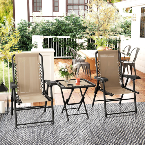 Outsunny Outdoor Three-Piece Folding Set - Portable Chairs & Table for Easy Storage 1