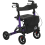 Homcom HOMCOM Folding Rollator Walker with Seat, Backrest, Bag, 4 Wheels, Purple 1