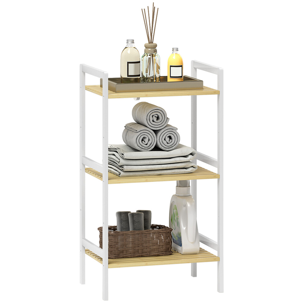 HOMCOM 3-Tier Bamboo Bathroom Storage Shelf with Adjustable Rack, Natural-image-OPC-PHFYHWK-NEW