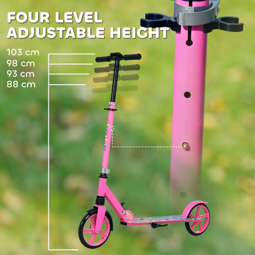 AIYAPLAY Kids Scooter, Foldable Kick Scooter w/ Adjustable Handlebar, Pink 2