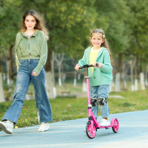 AIYAPLAY Kids Scooter, Foldable Kick Scooter w/ Adjustable Handlebar, Pink 1