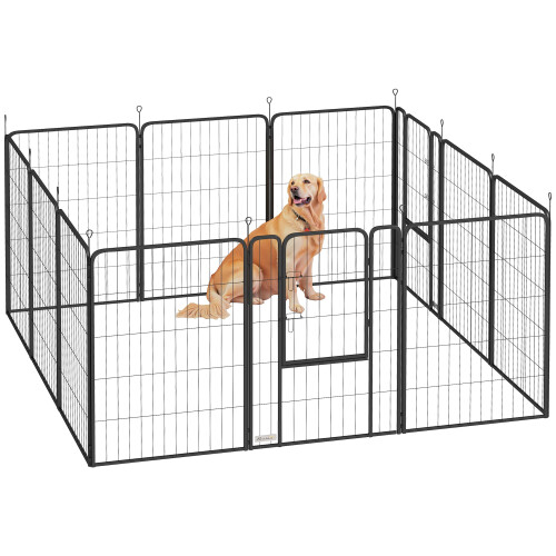 PawHut Foldable Steel Pet Enclosure - Secure Space for Pets - Versatile Design