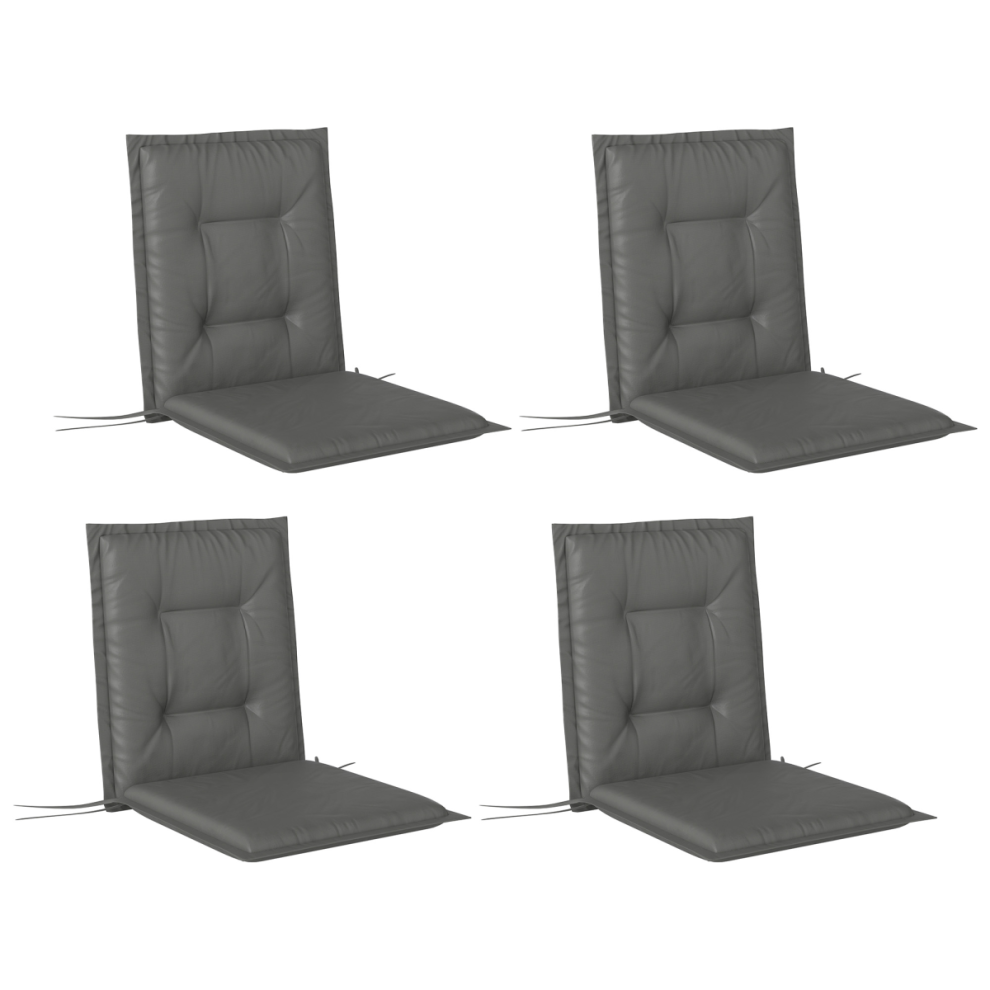 Outsunny Set of 4 Garden Chair Cushions, Outdoor Seat Pads, Light Grey