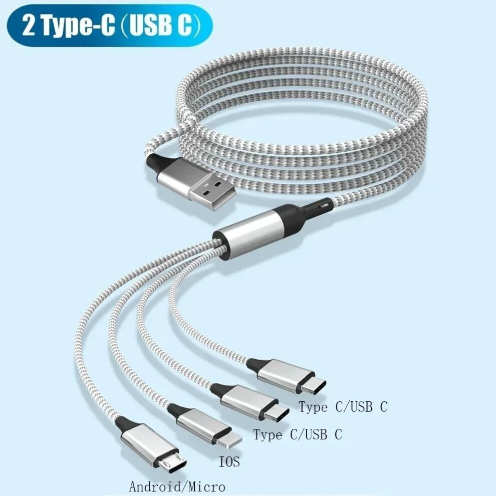 (1.8m) Multi Charger Cable 4 In 1 Charging Cable Usb Fast Charge To Android Iphone Type C Charger For Iphone Huawei Android Phones