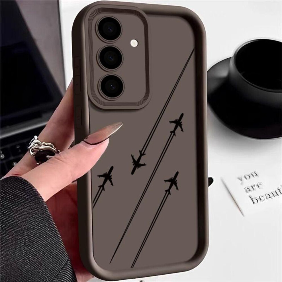 (coffee, Samsung S24 FE) Aircraft Route Print Matte Shockproof Case For Samsung S25 S24 Fe S23 Ultra S22 A16 A56 A15 A55 A36 A35 A54 A15 Lens Protection Tpu Soft Phone Cover