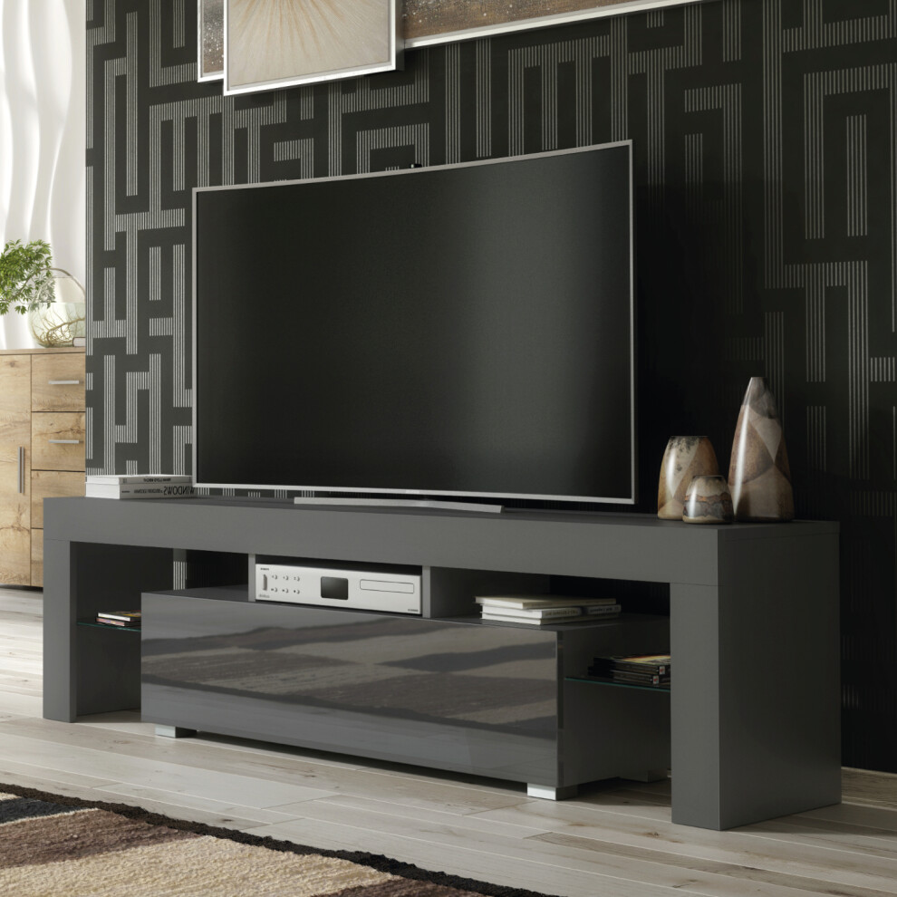 New Mex Furniture Ltd (Dark ) Tv Unit 160Cm Gloss Doors - Mex Furniture Grey Nolede014mex