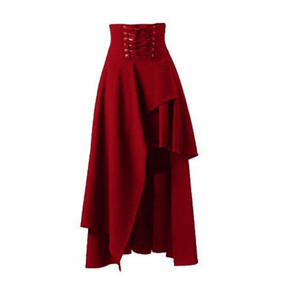 (XL, red) Spring Autumn Cosplay Medieval Renaissance Gothic Steampunk Clothes Costumes Halloween Carnival Vintage Dress Up Hem Maxi Skirt