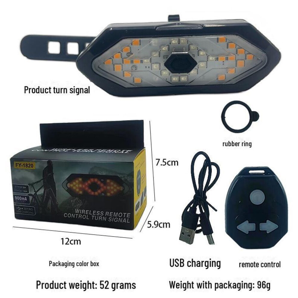 Usb Rechargeable Led Bicycle Tail Light With Remote Turn Signals, Horn, And Waterproof Design For Night Riding
