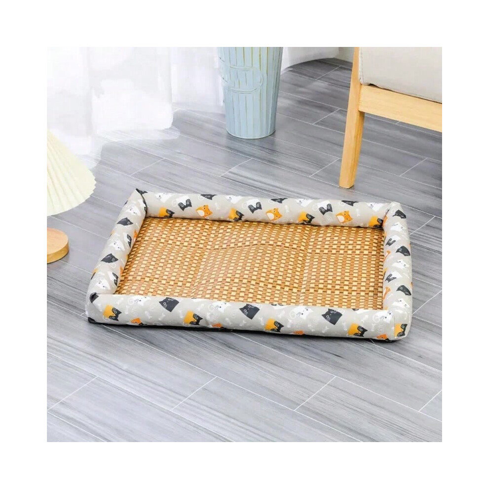 (A, 70x55cm) Dog Beds Sleeping Mat Dog Beds Rattan Woven Cat Sofa Mat Bed Summer Pet Cooling Mat for Small Dog Cats Kitten Puppy Beds Cushion-image-OPC-PHFZGJS-NEW
