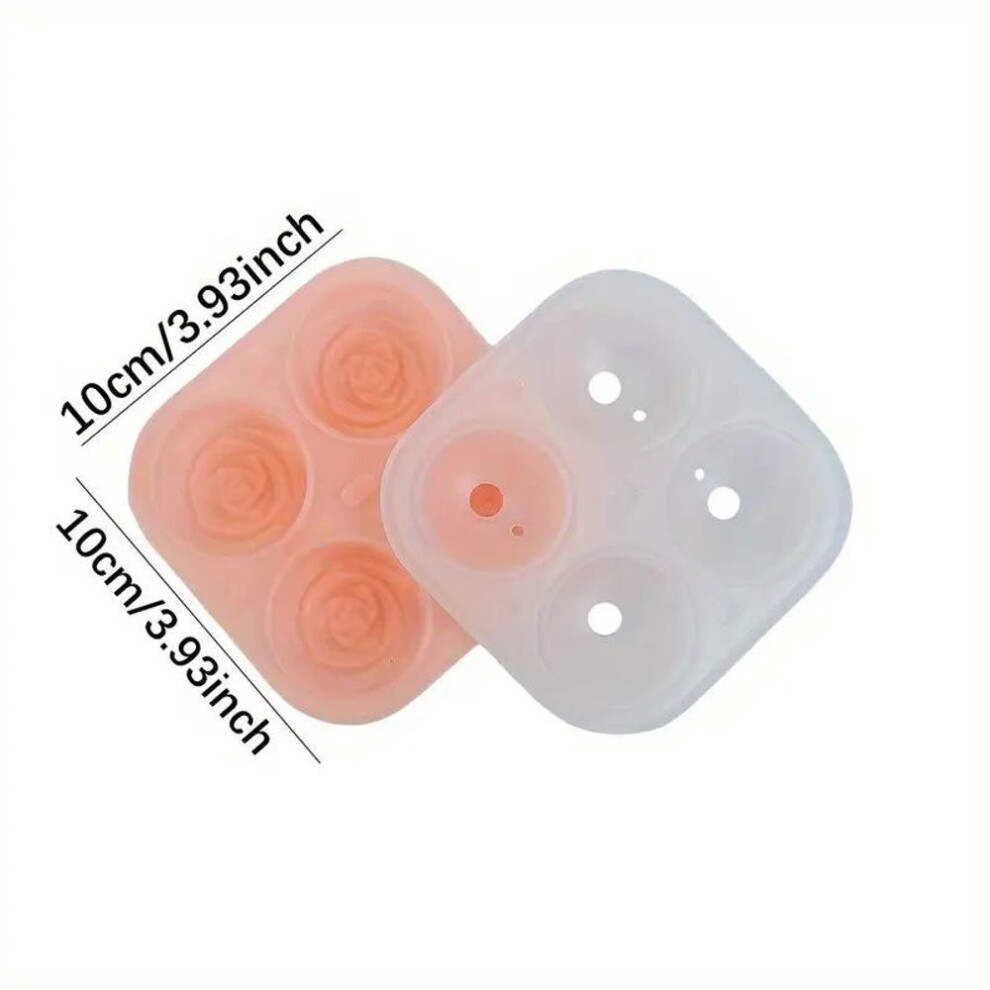 (pink) 4 Grids Rose Ice Cube Mold, Multifunctional Chocolate, Jelly, Ice Cube Tray, Rv Party Kitchen Refrigerator Supplies, For Bakery