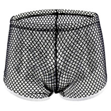 (M, black) Fashion Sexy Mesh See-through Low Waist Men's Breathable Boxer Briefs Underwear