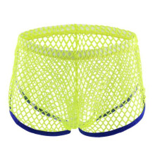 (L, yellow) Fashion Sexy Mesh See-through Low Waist Men's Breathable Boxer Briefs Underwear