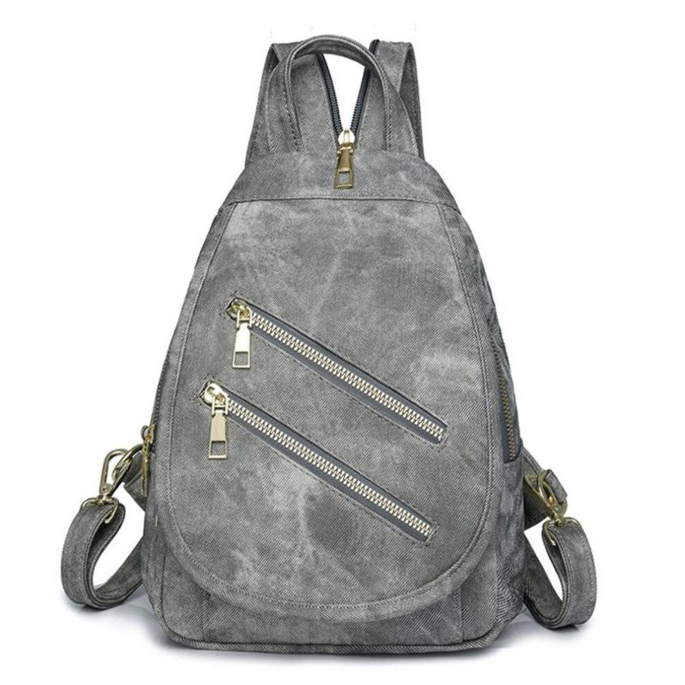 (grey) Women's Backpack Pu Soft Leather Multi-use Shoulder Bag Large Capacity Crossbody Bag Travel Backpack