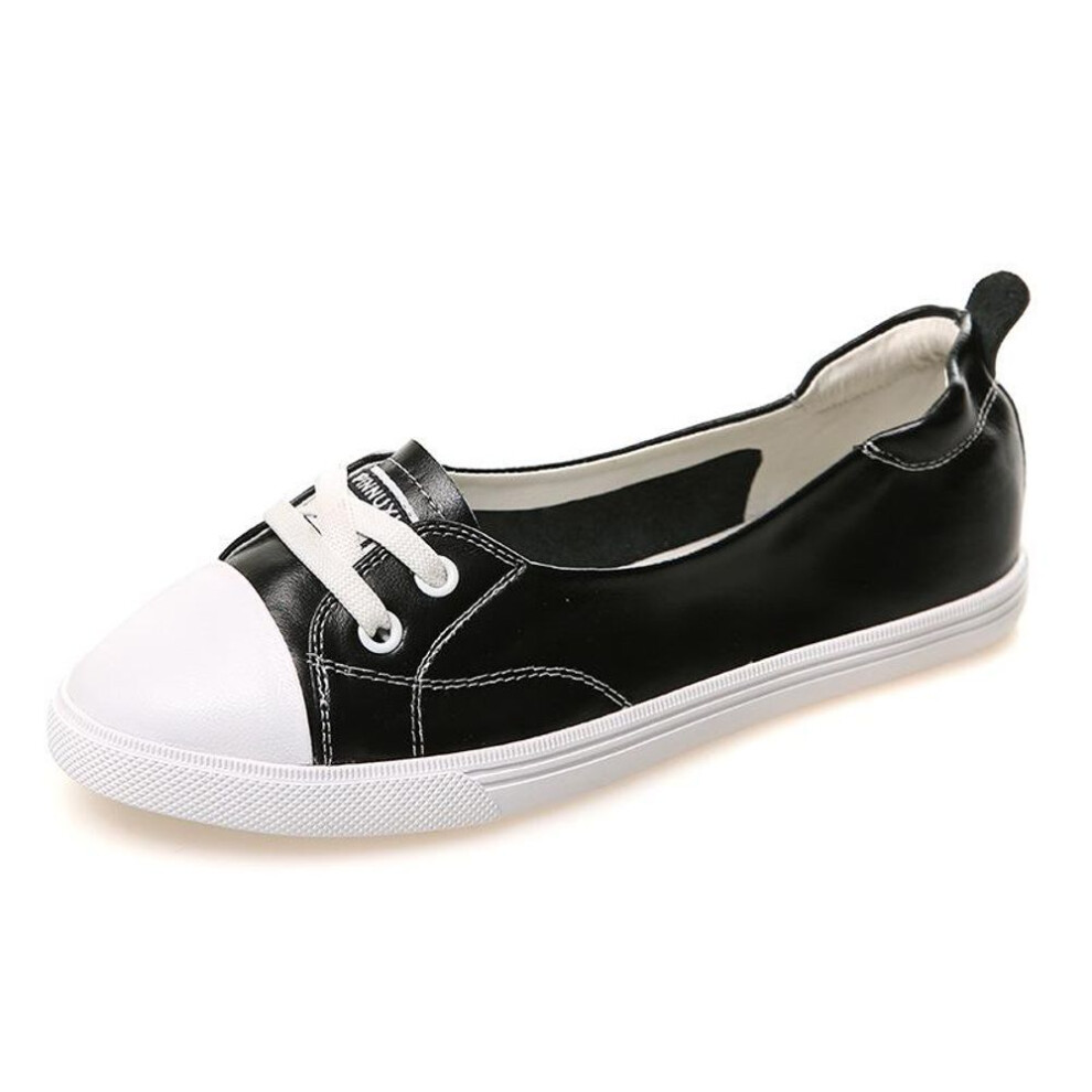 (black, 39) 2025 Women's Genuine Cowhide Leather White Flats: Spring/summer Casual For Travel, Maternity, Students
