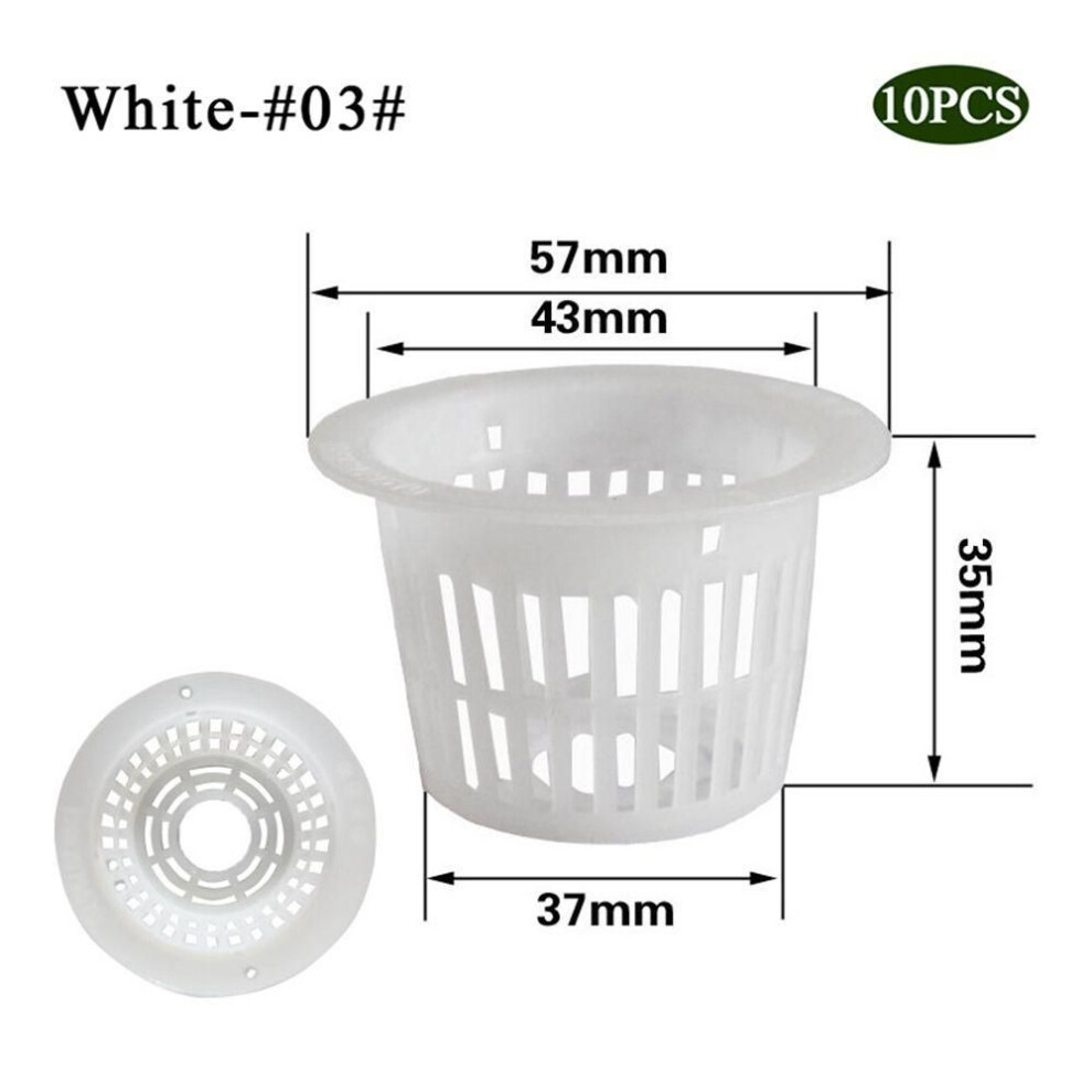 (White-03) Heavy Duty Hydroponic Plant Grow Garden Clone Net Cup Mesh Pot Nursery Pots Planting Basket