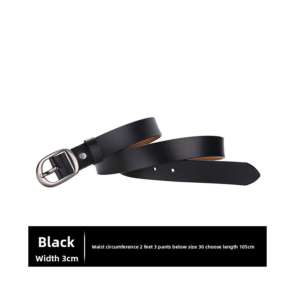 (Black,110Cm)CinturóN De Cuero Para Mujer Con DiseñO Simple Y Acabado De Cuero Brillante Para Uso Informal-image