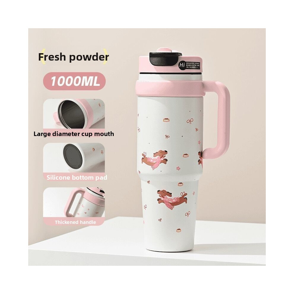 (Dog Pink) Cat Cartoon Print Pattern Highvolume Thermos With Handle For And Gifting Travel-image-OPC-PHG2SVK-NEW