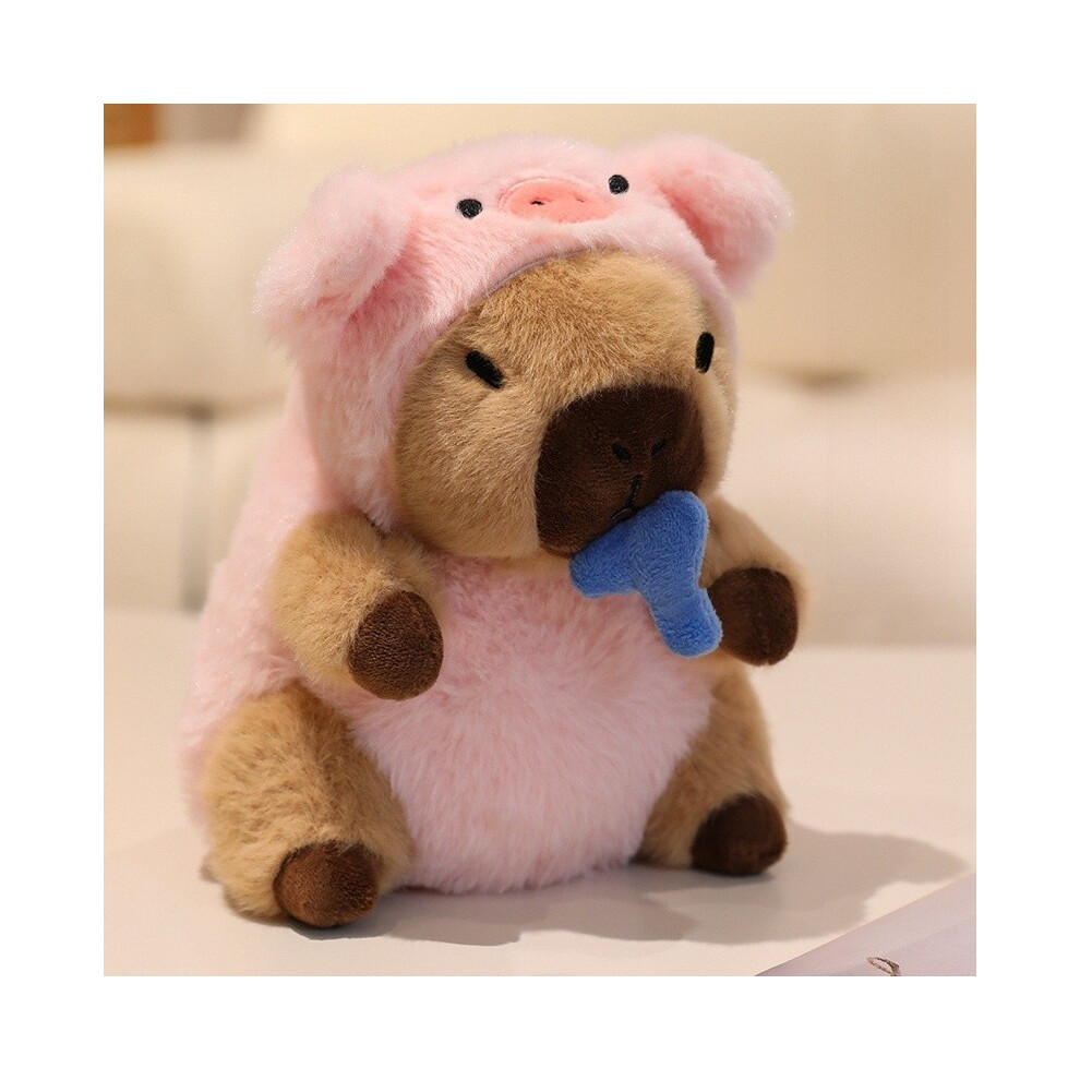 (Pig) Dressing Cute Capybara Up Bees Dinosaurs Pigs Rabbits Plush Doll Sharks