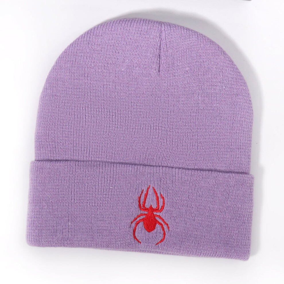 (Light Purple) And Winter Autumn Warm Knitted Hat Spider Embroidery Design For Pairing Suitable-image-OPC-PHG2Z28-NEW