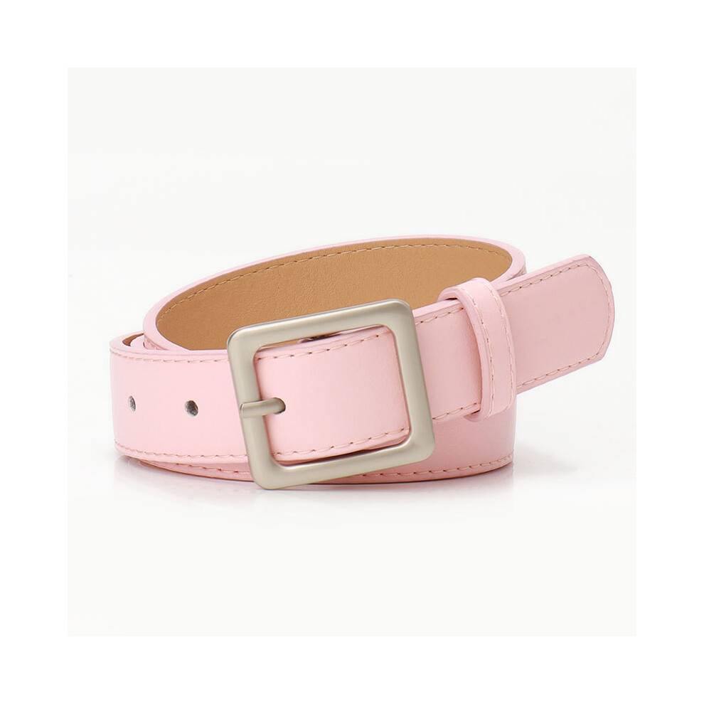 (Pink) Womens Leather Waist Belt With Matte Square Buckle Design For Casual Work And-image-OPC-PHG2Z8B-NEW