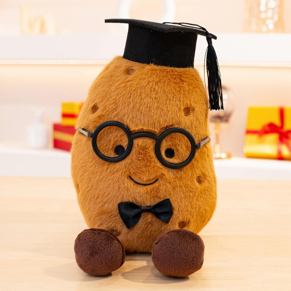 (Potato Glasses) Peanut Plush Potato Doll Wearing A Doctoral Cap Tie And Glasses Design Gift For-image-OPC-PHG56YX-NEW
