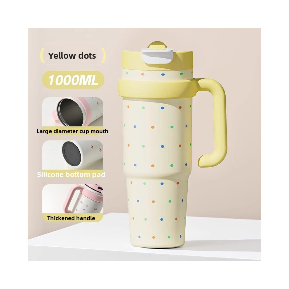 (Yellow) Printed Fruit Animal Insulated Cup Large Capacity Large Water Caliber Cup-image-OPC-PHG57XS-NEW