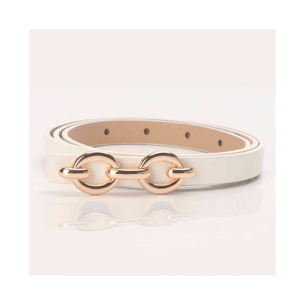 (White) Women Leather Pu Belt With Alloy Pin Buckle Chain Decoration Casual For Design-image-OPC-PHG58F6-NEW