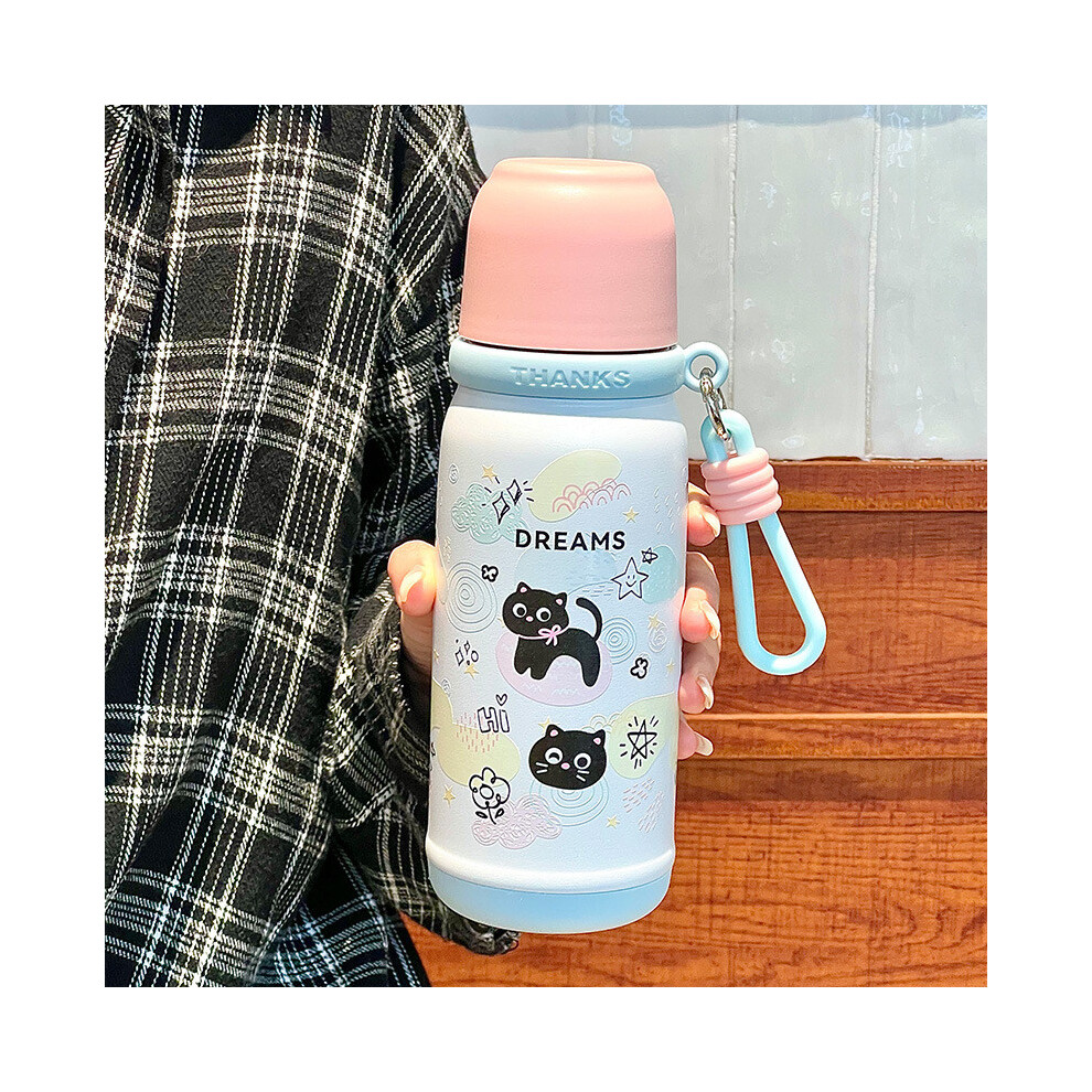 (Blue) Pattern Cartoon Cat Printed Vacuum Cup Outdoor Fashion Large Water Capacity Cup-image-OPC-PHG59HB-NEW