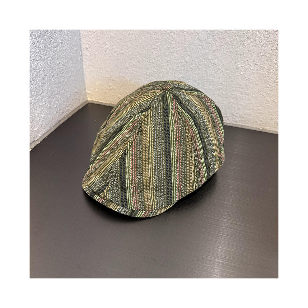 (Green) Style Japanese Striped Printed Beret Summer Outdoor Sunshade Breathable Hat-image-OPC-PHG59PV-NEW