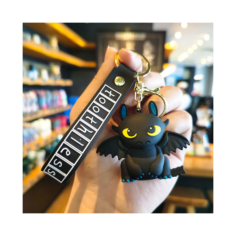(Smallmouth Black) How Train To Your Dragon Toothless Black White Dragons Doll Keychain Pendant Gift Kids White,Black