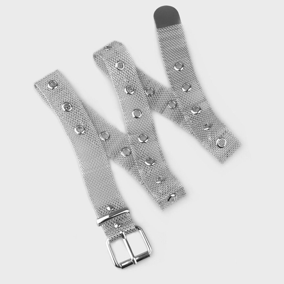 Metal Chain Silver Womens Belt Square Pin Buckle Fashion Belt Dress Waist