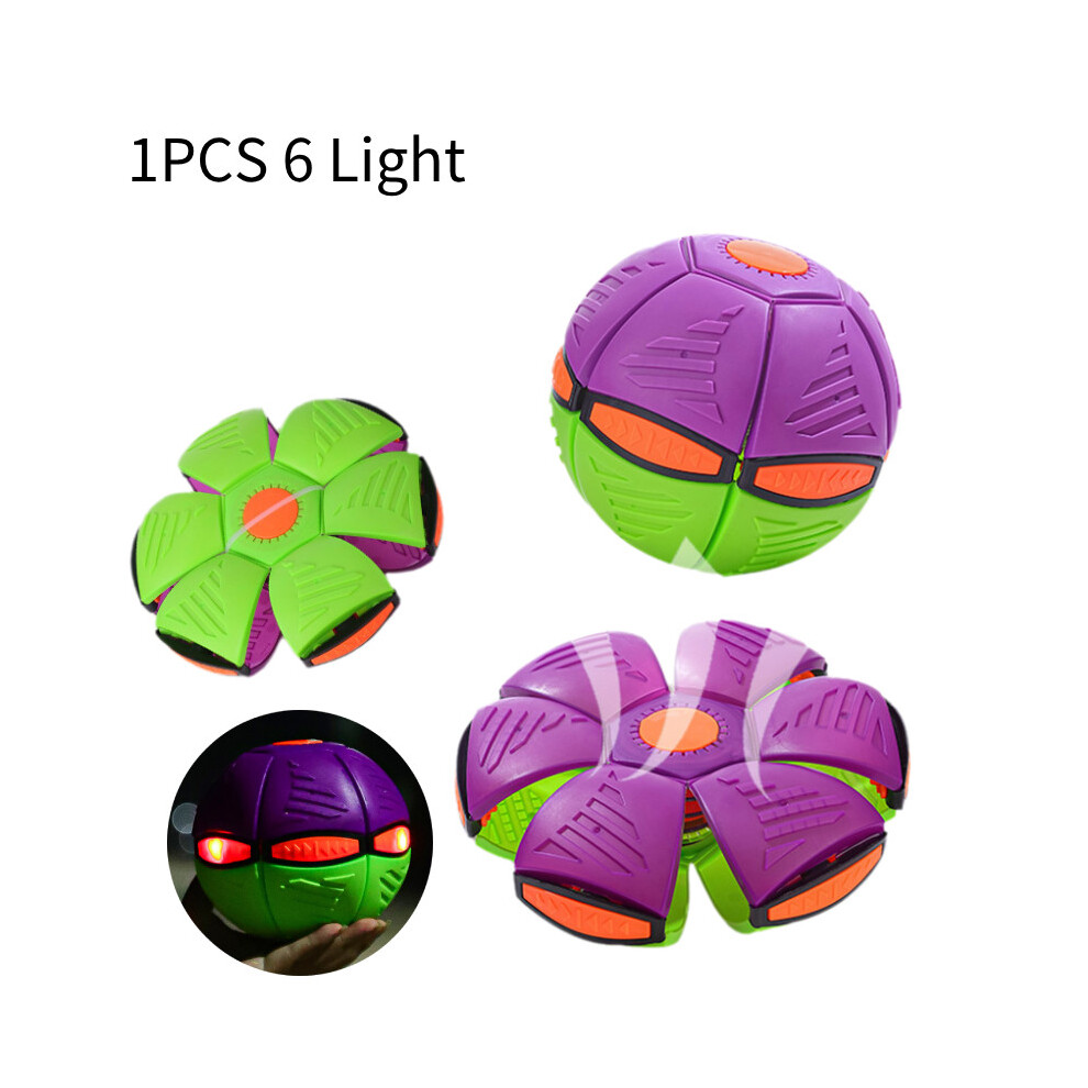 (6 ) Saucer Flying Ball Deformation Frisbee Bouncing Music S Kid Outdoor Toy Pet Light