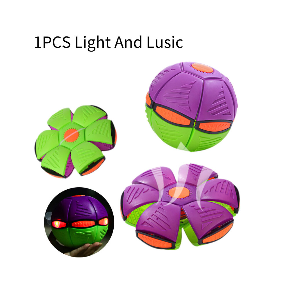 (Single And Lusic) Saucer Flying Ball Deformation Frisbee Bouncing Music S Kid Outdoor Toy Pet Light