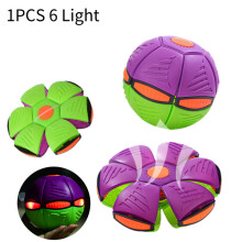 (6 Light) Flying Saucer Ball Deformation Frisbee Bouncing Music Lights Kid Toy Outdoor Pet