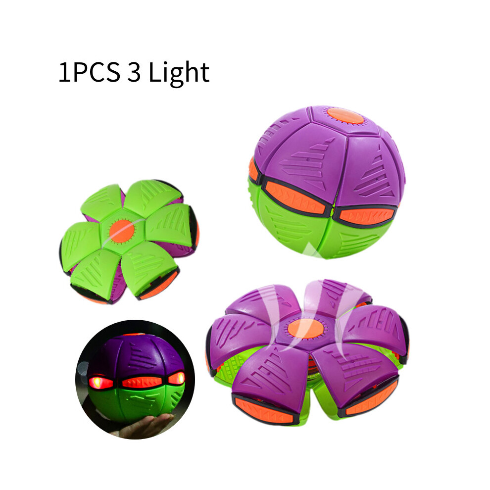 (3 ) Flying Saucer Ball Deformation Frisbee Bouncing Music S Kid Toy Outdoor Pet Light