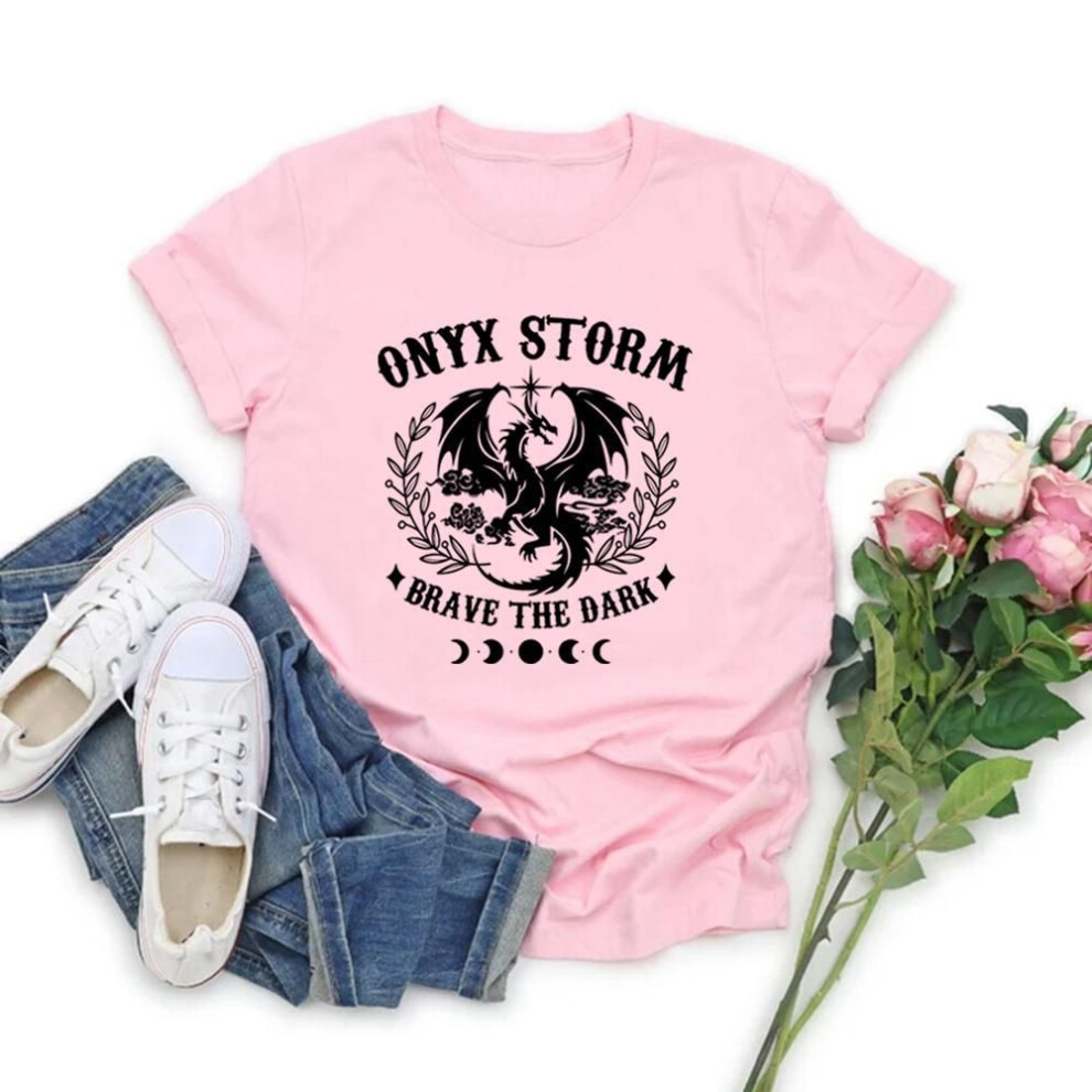 (XL, pink) Onyx Storm T-shirts Fourth Wing Basgiath War College T Shirt Men Women Short Sleeve T-shirts Vintage Unisex Streetwear Tee Tops