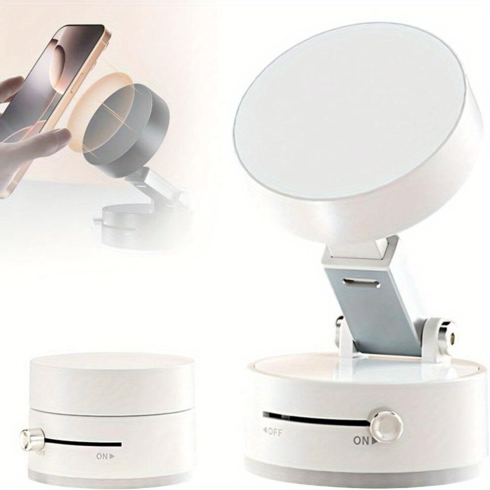 (white) Vacuum Magnetic Suction Phone Holder Foldable Strong Magnetic Car Phone Holder
