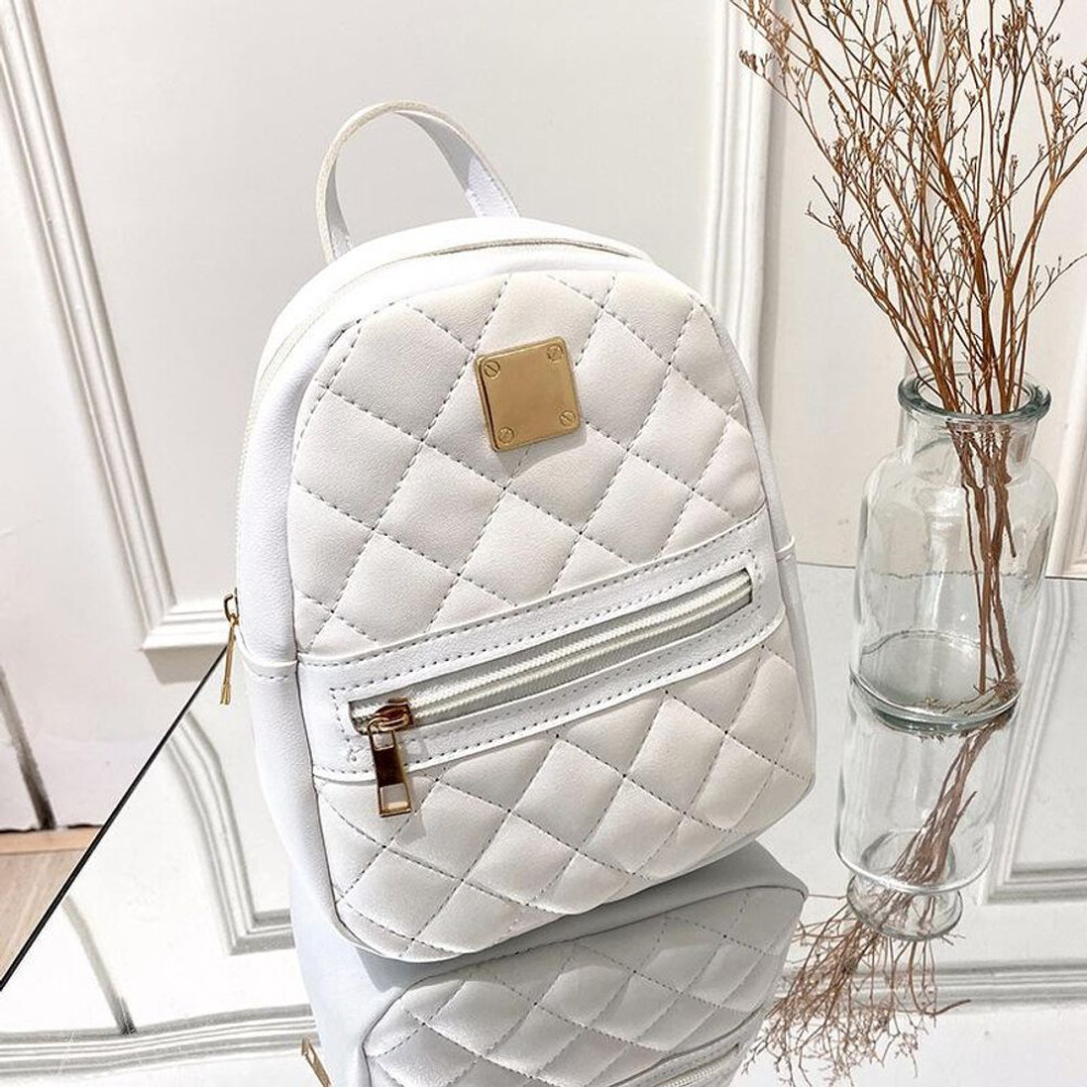 (white) Embroidered Small Backpack Korean Version Girls Schoolbag Foreign Style Women's Backpack
