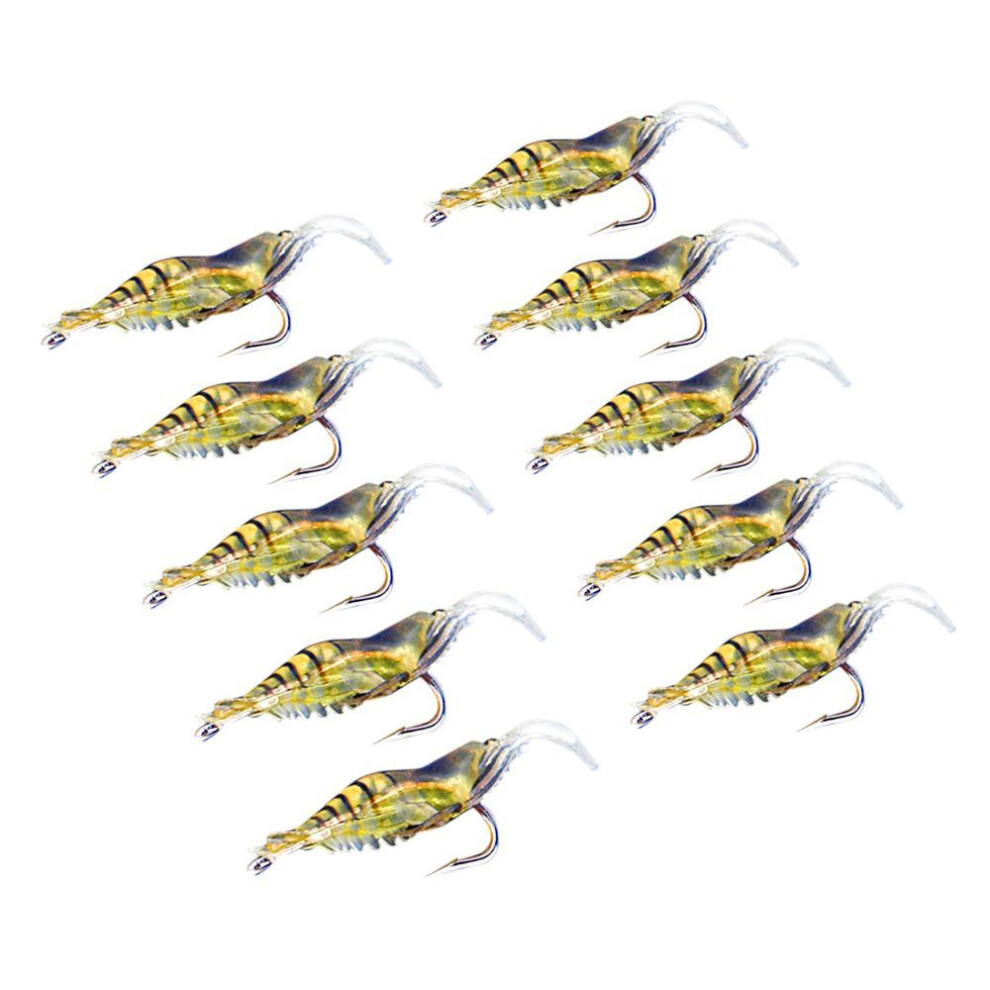 10pcs Shrimp Simulation Soft Prawn Lure Bait Hook Tackle Bass Fishing Lures