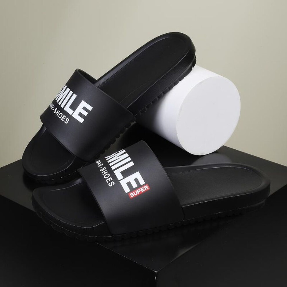 (white, 42) Summer Men Slippers Plus Big Size Mens Rubber Printed Slippers For Men Low Price Slides Indoor Outdoor Home House Summer Beach Shoes