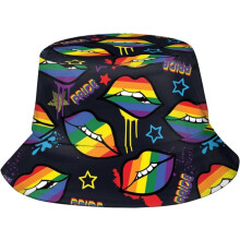 Muoti LGBT Rainbow Bucket -hattu - Gay Pride Love is Love Pattern, kevyt, hengittävä ulkokäyttöön